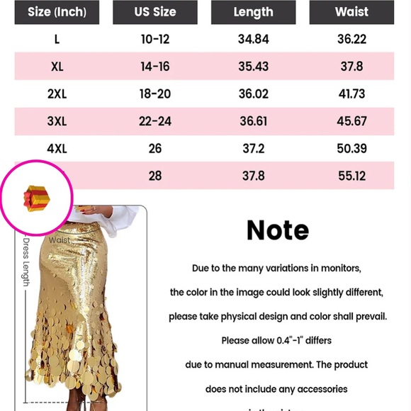 🎉Plus Size Elegant Gold Or Silver Long Sequin Formal Midi Skirt Sizes:L - 2X - Picture 6 of 14